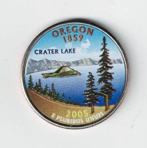 COLORIZED US MINT OREGON STATE 2005 QUARTER - Circulated - Cool and Collectible! - Picture 1 of 2