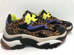 Ash Addict Adult Woman’s Sneakers, Shoes Black Combo Neon Leopard Sz 5.5. 490180 - Picture 1 of 12