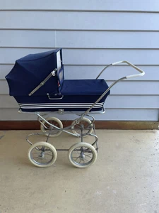 Vintage Antique Dolls pram, Blue and Doll, From Denmark ca. 1974. - Picture 1 of 5
