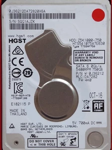 HGST HTS541075A7E630 | MLC: DA7282 | P/N: 0J36212 | OCT 2016 | 750GB #05 - Bild 1 von 1