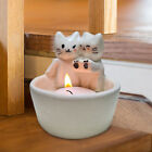 Resin Kitten Candlestick Couple Candle Holder Adorable Cat Set for Home
