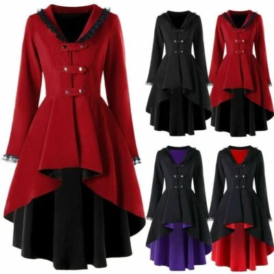 Cappotto giacca trench donna vittoriano medievale steampunk pizzo gotico alto basso - Immagine 1 di 4