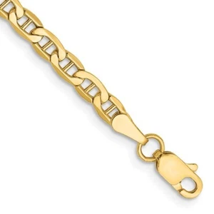 REAL 14k Yellow Gold 3.2mm Semi-Solid Anchor Chain, Anklet,Bracelet Lobster Claw - Picture 1 of 29