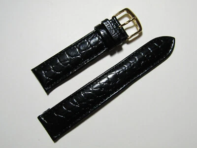Correa de reloj de cuero negro en relieve Hadley-Roma cocodrilo 17 mm MS717 Foto 1 de 3