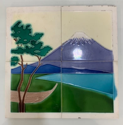 Salpicadero de muebles antiguos antiguos de colección de Japón 6x6 pulgadas 4 piezas Foto 1 de 4