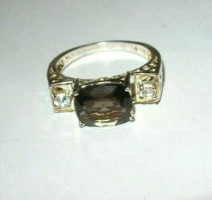 RAUCHQUARZ & WEISSER TOPAS RING STERLINGSILBER ERDABBAU EDELSTEINE! - Bild 1 von 9