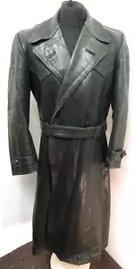 VINTAGE WW2 GERMAN MOTORCYCLE LEATHER DISPATCH RIDERS TRENCH COAT JACKET SIZE M - Picture 1 of 22