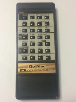 ORIGINAL Quasar EUR64575 Universal VCR/TV/AUDIO Remote Control Tested & Working - Image 1 of 4