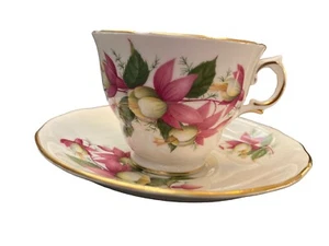 Royal Vale No 7627 Pink Bell Flower Tea Cup & Saucer Set Vintage - Picture 1 of 5