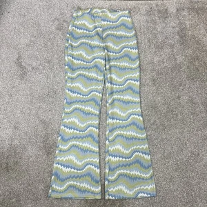 Urban Outfitters Pants Womens Medium Blue Green Geometric Flare Retro Stretch - Picture 1 of 9