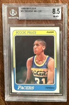 Baloncesto Fleer 1988 #57 Reggie Miller radiocontrol BGS 8,5 casi nuevo como nuevo ++ submarinos de la vieja escuela ~~ Foto 1 de 2