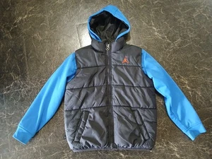 Air Jordan Boys Jacket Size Small Blue And Black Hooded Full Zip Jordan Logo - Picture 1 of 6