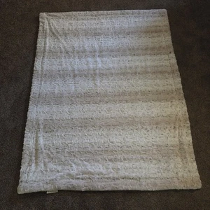 Minky Couture White & Tan Blanket 60x46 Extreme Plush Mink Throw Luxury Soft - Picture 1 of 10
