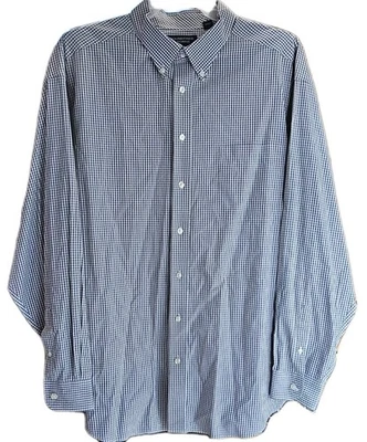 Camisa de algodón Roundtree Yorke para hombre 3X a cuadros con botones manga larga gris blanco Foto 1 de 4