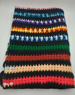 Manta de abuela afgana de ganchillo MCM de colección hecha a mano colorida boho Foto 1 de 4