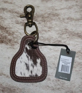 Myra Bag 8124 Key Fob 2.5"x3.5" Hairon, Leather Trim~Key Ring~Swivel Clasp - Picture 1 of 2