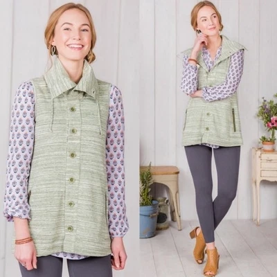 Chaleco tejido Matilda Jane nuevo con etiquetas Out The Door verde botón cuello delantero bolsillo XS Foto 1 de 4