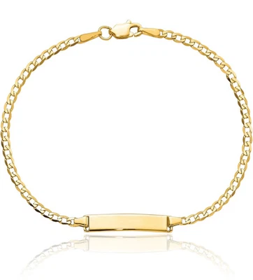10K Solid Yellow Gold Curb Link ID Bracelet - Image 1 of 4