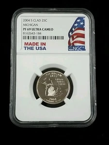 2004-S Proof Michigan Quarter CLAD - NGC PF 69 ULTRA CAMEO #4047 - Picture 1 of 2