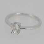 Oval Cut Semi Mount Prong Setting Solitaire Ring 14K White Gold Plated