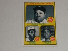 1973 Topps All Time Home Run Leaders #1 Babe Ruth Hank Aaron Willie Mays