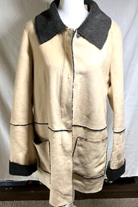 Pendleton cappotto donna taglia media morbido cammello ecopelle scamosciata zip e snap-up vintage - Foto 1 di 14
