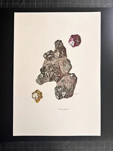 Vintage 1969 Caspari Mineraldruck: Chrysoberyll, Geologie, Naturwissenschaften, Edelsteine - Bild 1 von 1