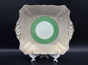 Tuscan 4882A Green Gold Lace Square Cake Cookie Serving Plate Bone China England - Picture 1 of 5