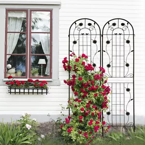 2 Pack Metal Garden Trellis Rustproof Trellis for Climbing Plants Outdoor Flower - Picture 1 of 6