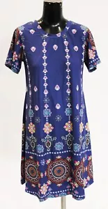 Molerani Women's Casual Short Sleeve Summer T-Shirt Dress AP2 Blue Medium - Picture 1 of 4