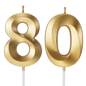 80th Birthday Candles Numbers For Cakes Candle Happy Eightieth Birthday 3d Desig - Picture 1 of 6