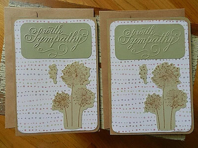 Set of 2 - Handcrafted Sympathy Cards - Embossed Greeting 5 x 7 - Made by Hand - Image 1 of 4