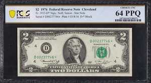 Fr.1935-D* 1976 Cleveland $2 Federal Reserve Star Note PCGS Choice UNC 64 PPQ - Picture 1 of 2