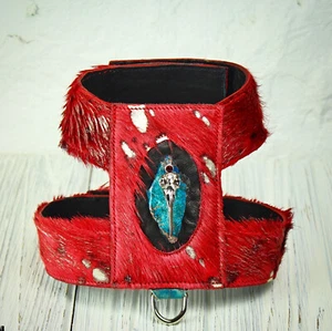 Designer Dog Harness / Red Leather Harness - Picture 1 of 3