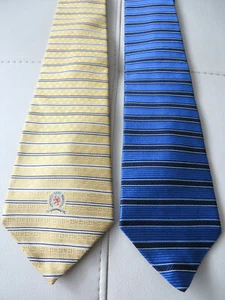 Tommy Hilfiger Silk Ties (2), 1 Yellow, 1 Blue, both have Stripes, EUC - Picture 1 of 3