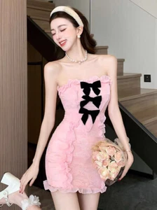 Sexy Lady Slim Mini Dress Bow Sweet Girls Party Clubwear Summer Fashion Dress - Picture 1 of 6