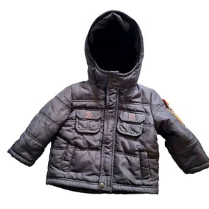 Carters Kleinkind Jungen grau gefütterte Jacke mit Kapuze und orangefarbenen Reißverschlussdetails 2T - Bild 1 von 8