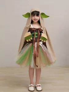 Kids Star Wars Yoda Baby Cosplay Tutu Dress for Girls Costume Dress Cloak - Picture 1 of 5