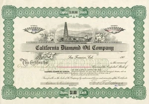190_ California Diamond Oil Stock Certificate - Picture 1 of 1