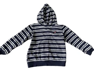 Nautica Boys Pullover Hoodie, Size 6, Blue White Striped, EUC - Picture 1 of 5