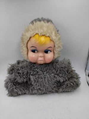 Vintage Plush Winter Kewpie Stuffed Toy Rubber Face Crying Sad Pout Tear Doll - Image 1 of 4