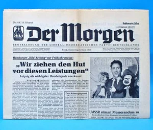 Der Morgen 6. März 1958 zum 66. Geburtstag Hochzeit 06.03.1958 DDR 6.3.1958 - Bild 1 von 1