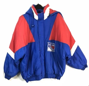 Vintage 90s New York Rangers Chalk Line Puffer Jacket NHL Hockey Size 2XL RARE - Picture 1 of 7