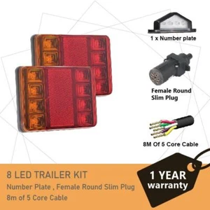 2 x 8 LED TRAILER LIGHTS KIT,1 x Trailer Plug, 8M 5 CORE CABLE, 1x No. Plate 12V - Picture 1 of 9