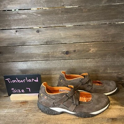 Zapatos planos cómodos Mary Jane de cuero marrón Timberland para mujer talla 7 M usados en excelente estado Foto 1 de 4