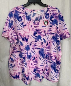 SCRUBSTAR 2XL Scrub Top V Neck - The Dye - Pink /Purple - NWT