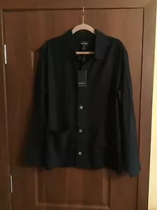 NWT Daniel Hechter Men Linen Blend Shirt Jacket Size Large Black Long Sleeve. - Picture 1 of 13