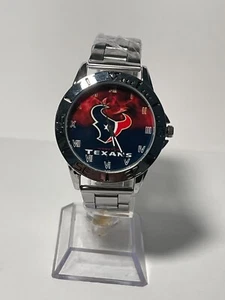 Reloj plateado de acero inoxidable con logotipo del equipo de la NFL Houston Texans para hombre NUEVO - Imagen 1 de 7