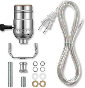 Silver DIY Lamp Kit - Rewire or Repair Table & Floor Lamps, Includes 3 Way Socke - Picture 1 of 12