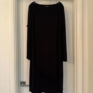 Eileen Fisher Silk Dress Black Long Sleeve-1X - Picture 1 of 6